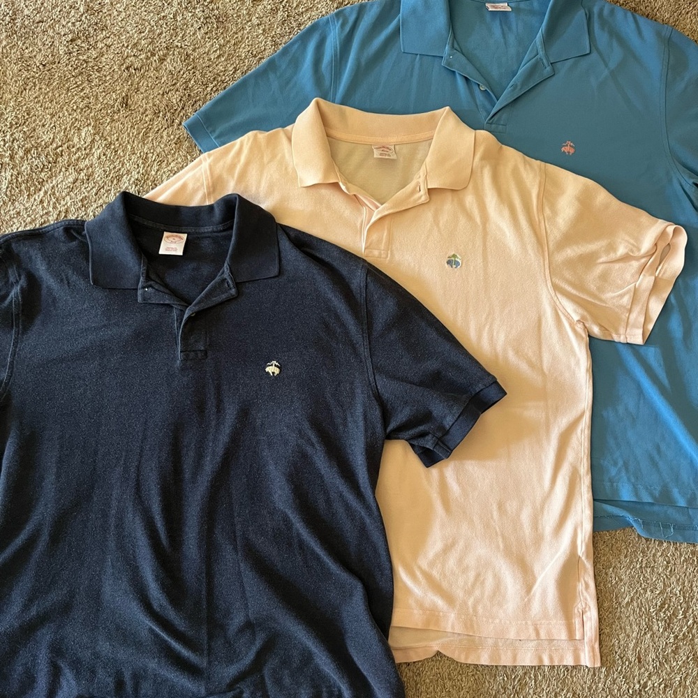 Set of Three Brooks Brothers Polo Shirts - Navy, Pink, and Blue - Picture 2 of 9